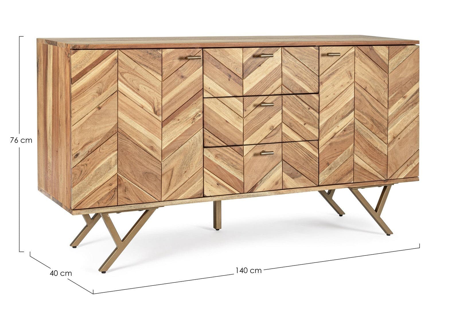 Credenza "Raida" con struttura in legno di acacia, mobile in stile moderno in Credenze Decor Space - Altamura, commercioVirtuoso.it
