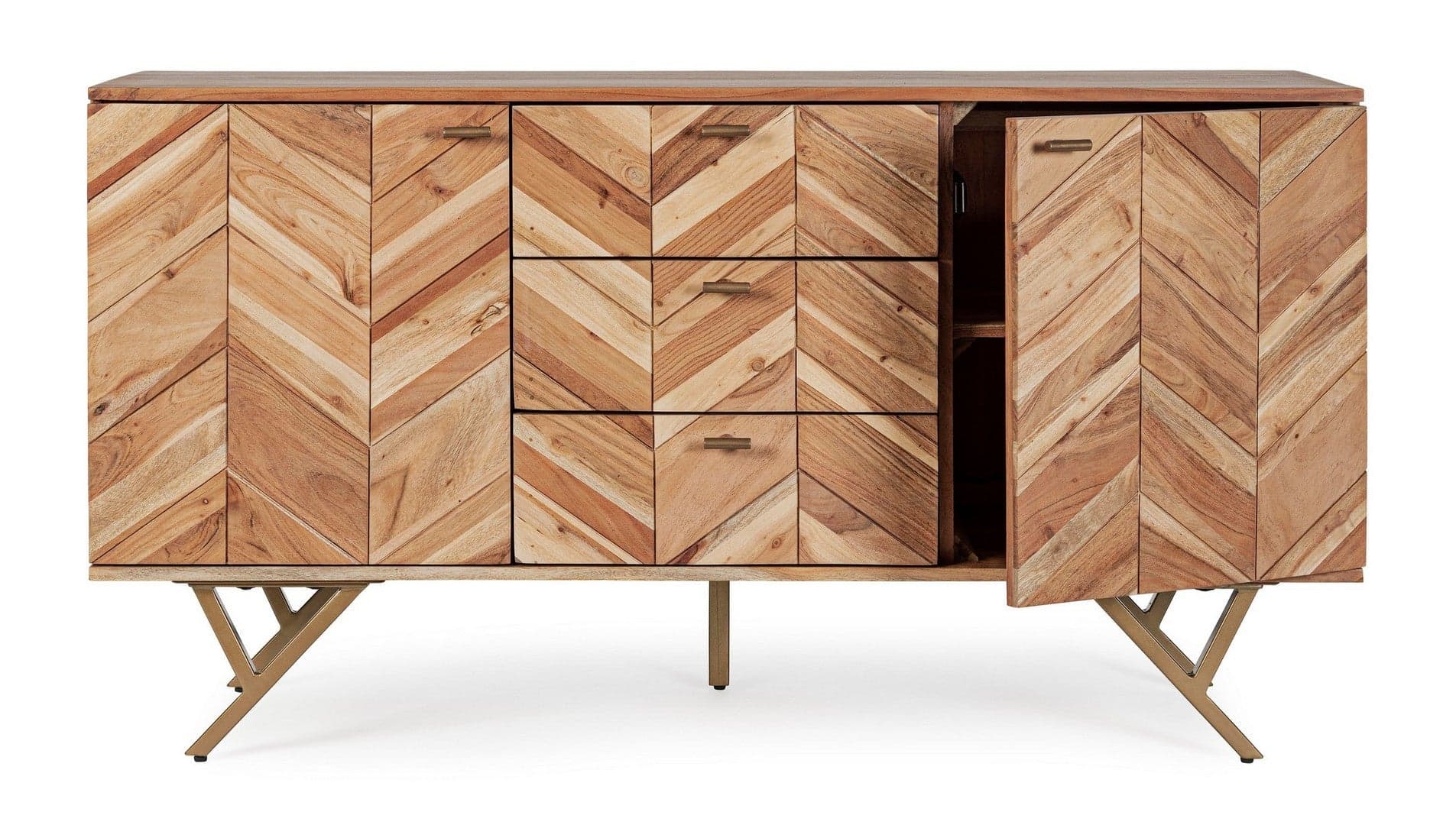 Credenza "Raida" con struttura in legno di acacia, mobile in stile moderno in Credenze Decor Space - Altamura, commercioVirtuoso.it