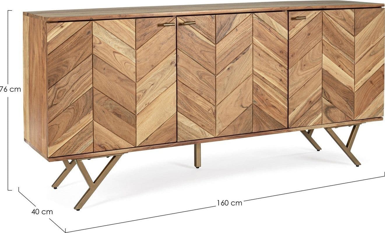 Credenza "Raida" con struttura in legno di acacia, mobile in stile moderno in Credenze Decor Space - Altamura, commercioVirtuoso.it