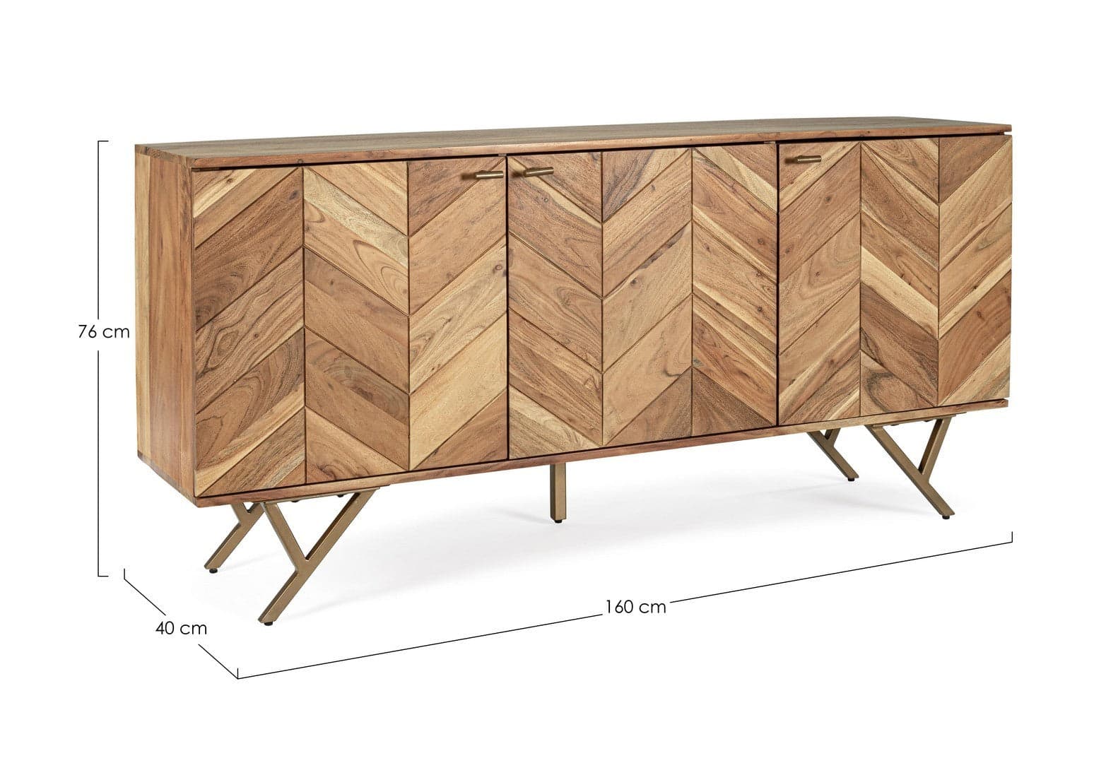 Credenza "Raida" con struttura in legno di acacia, mobile in stile moderno in Credenze Decor Space - Altamura, commercioVirtuoso.it
