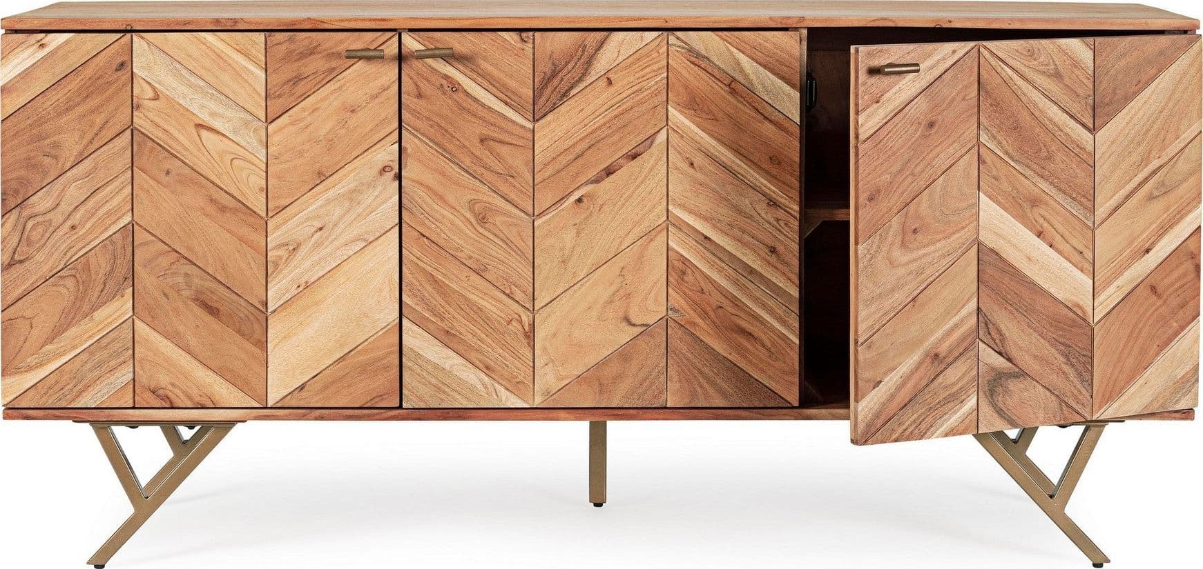 Credenza "Raida" con struttura in legno di acacia, mobile in stile moderno in Credenze Decor Space - Altamura, commercioVirtuoso.it