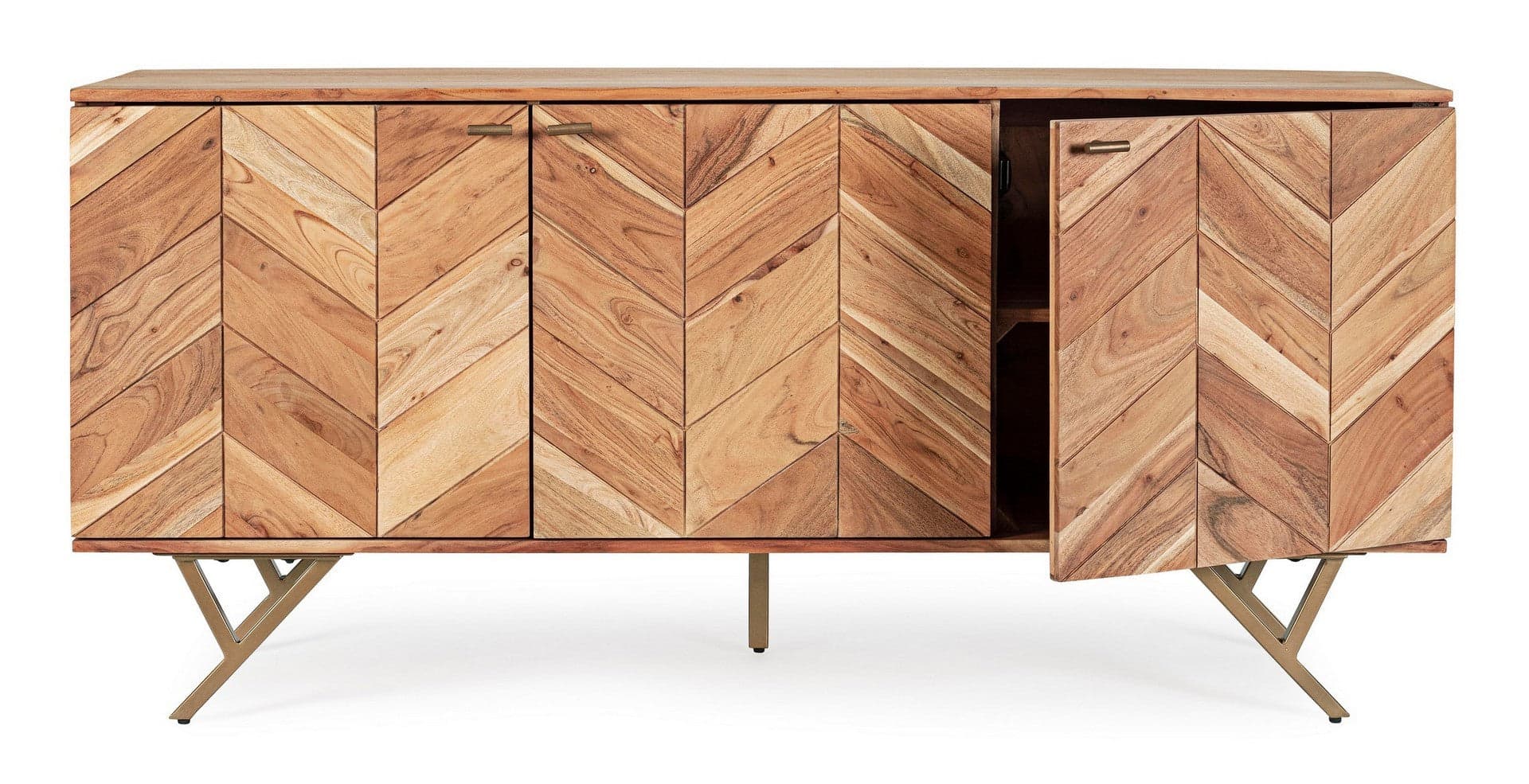 Credenza "Raida" con struttura in legno di acacia, mobile in stile moderno in Credenze Decor Space - Altamura, commercioVirtuoso.it