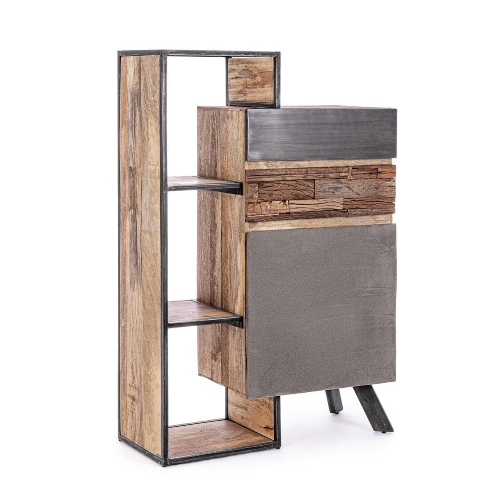 Credenza "Manchester" con struttura in legno di mango e acciaio, cassetti in legno riciclato, stile moderno - 24