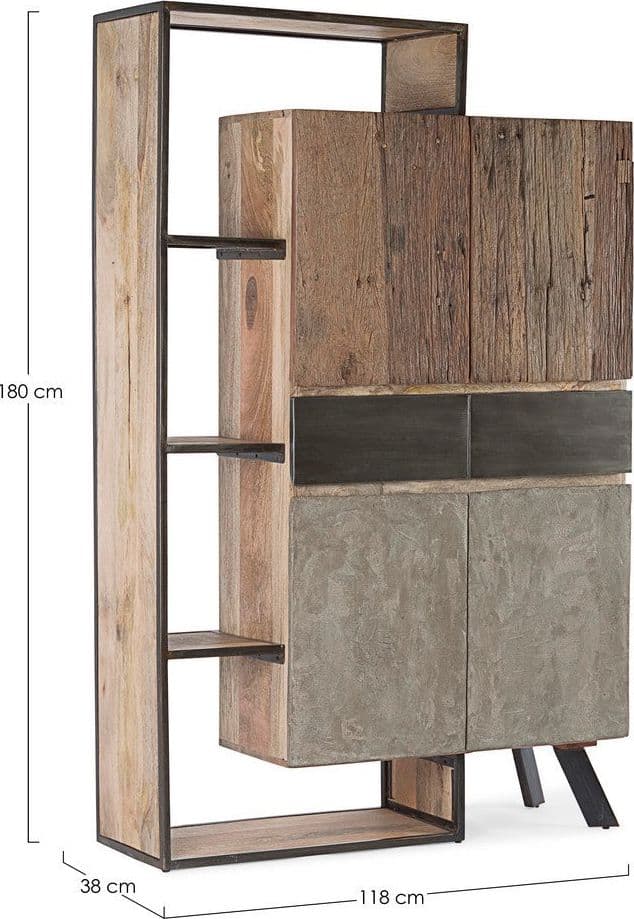 Credenza "Manchester" con struttura in legno di mango e acciaio, cassetti in legno riciclato, stile moderno in Credenze Decor Space - Altamura, commercioVirtuoso.it