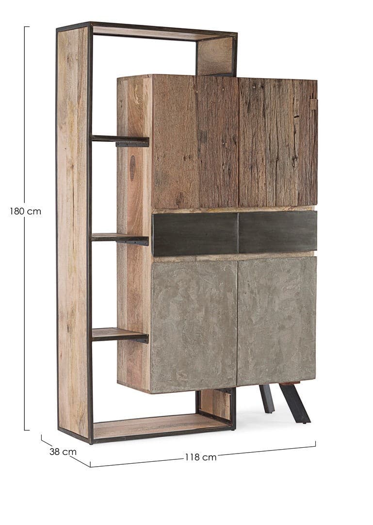Credenza "Manchester" con struttura in legno di mango e acciaio, cassetti in legno riciclato, stile moderno in Credenze Decor Space - Altamura, commercioVirtuoso.it