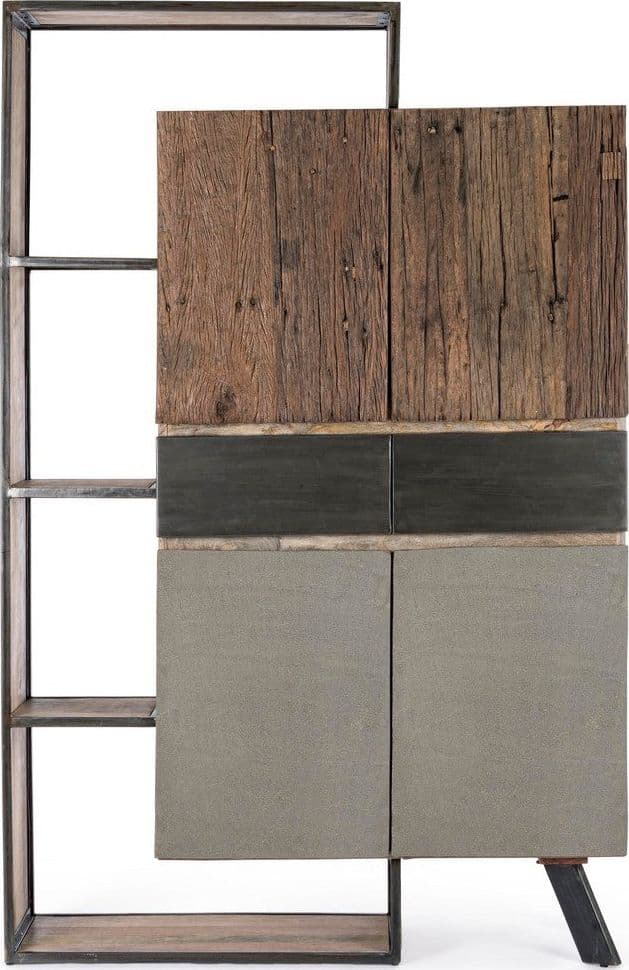Credenza "Manchester" con struttura in legno di mango e acciaio, cassetti in legno riciclato, stile moderno in Credenze Decor Space - Altamura, commercioVirtuoso.it
