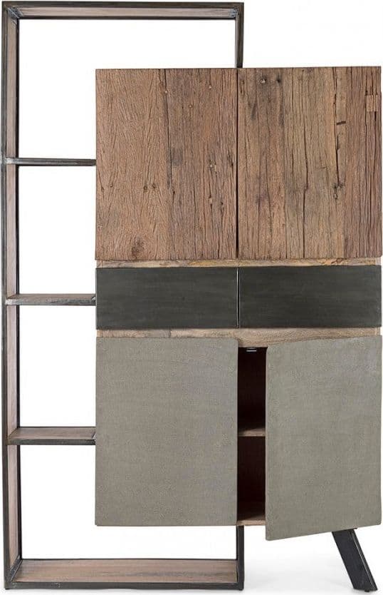 Credenza "Manchester" con struttura in legno di mango e acciaio, cassetti in legno riciclato, stile moderno - 27