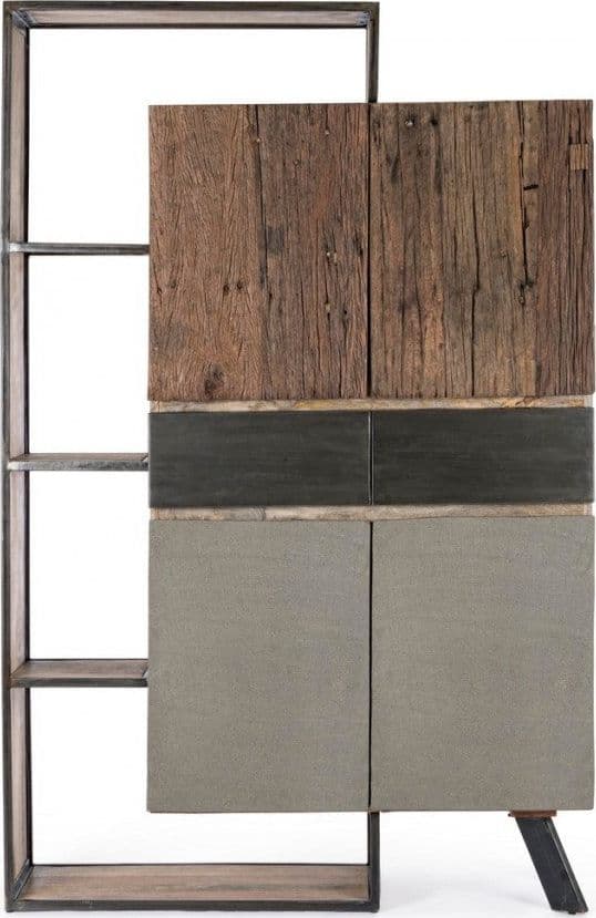 Credenza "Manchester" con struttura in legno di mango e acciaio, cassetti in legno riciclato, stile moderno - 28