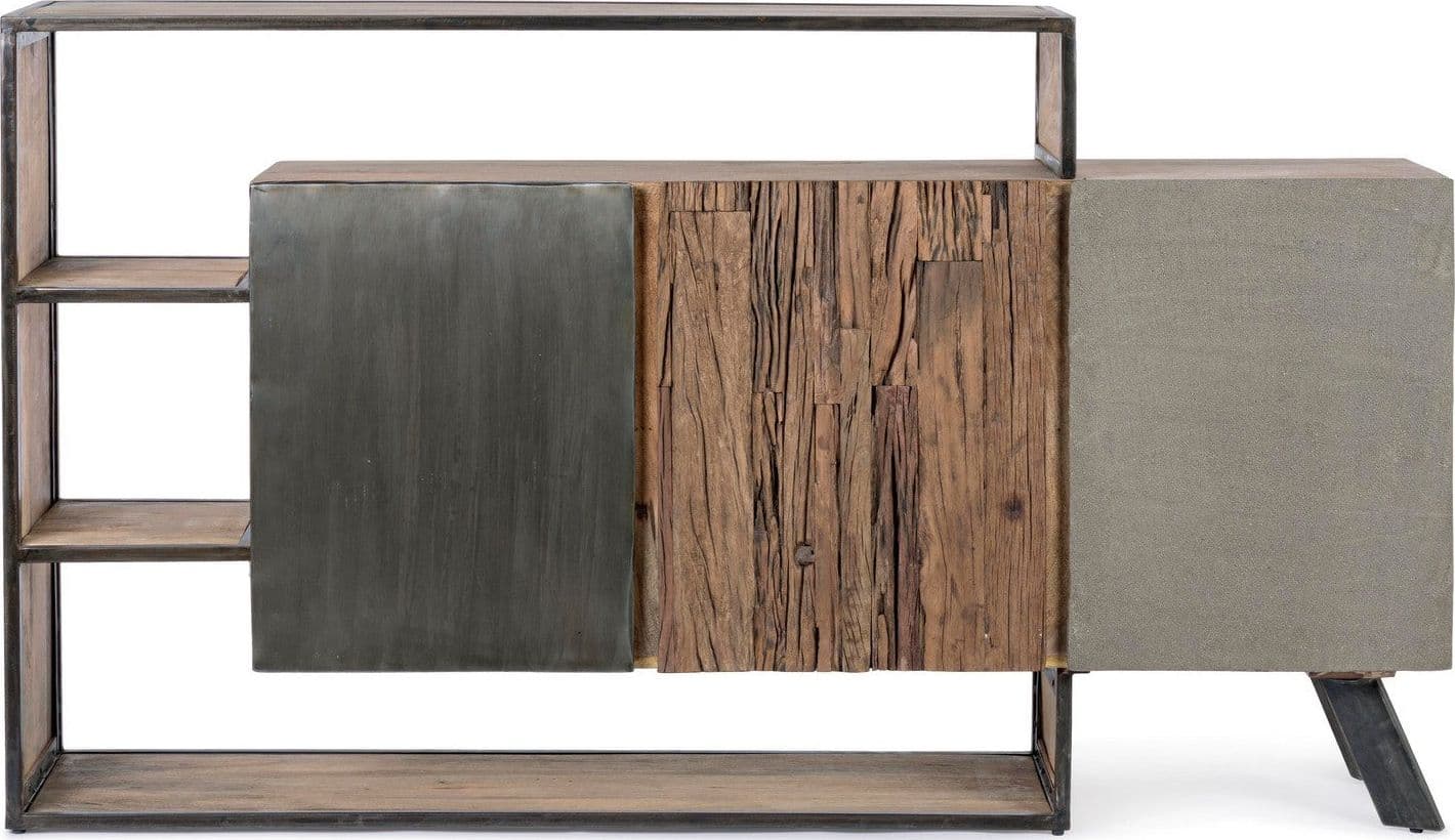 Credenza "Manchester" con struttura in legno di mango e acciaio, cassetti in legno riciclato, stile moderno in Credenze Decor Space - Altamura, commercioVirtuoso.it