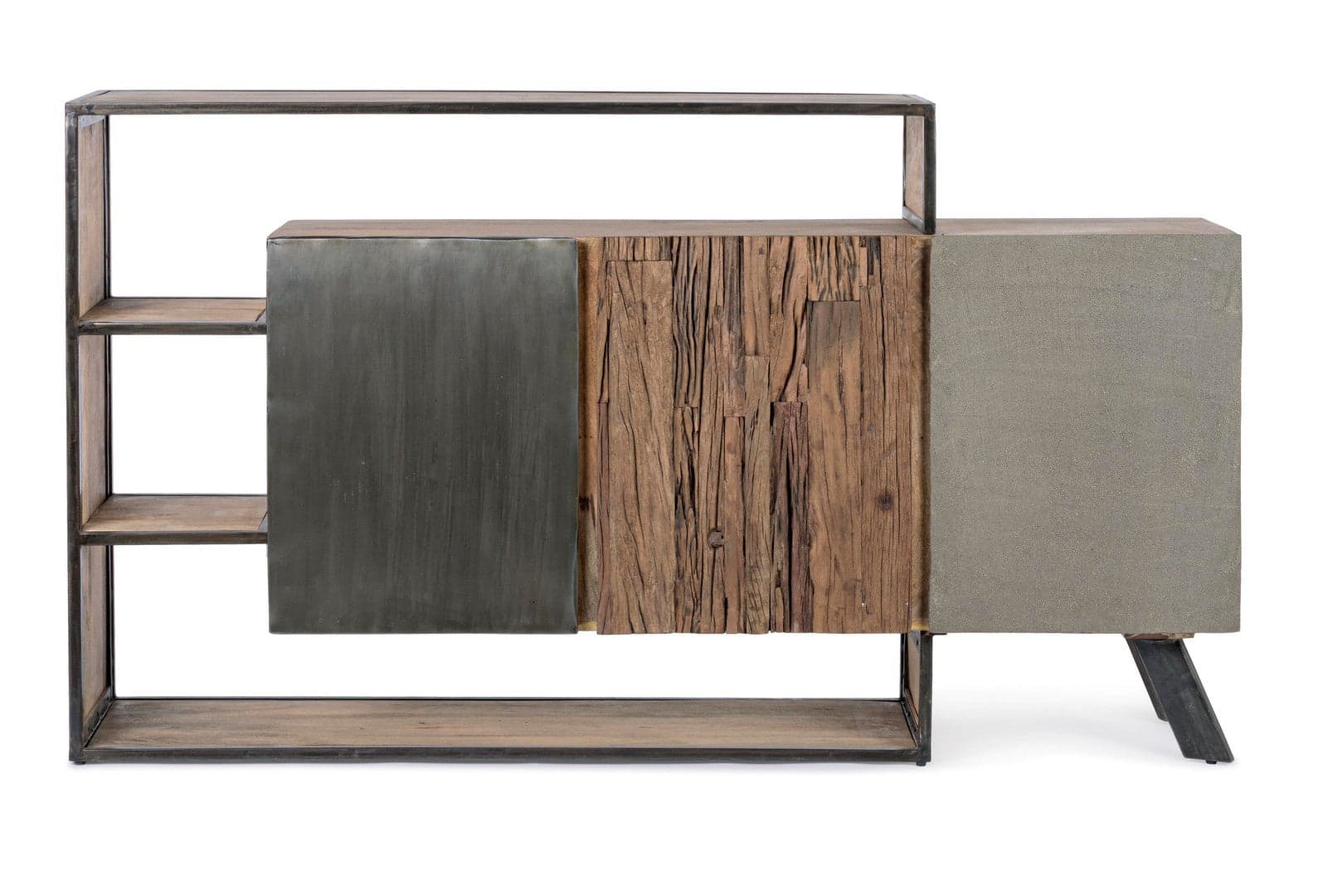 Credenza "Manchester" con struttura in legno di mango e acciaio, cassetti in legno riciclato, stile moderno in Credenze Decor Space - Altamura, commercioVirtuoso.it