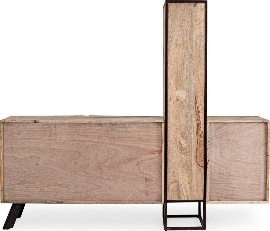 Credenza "Manchester" con struttura in legno di mango e acciaio, cassetti in legno riciclato, stile moderno - 32