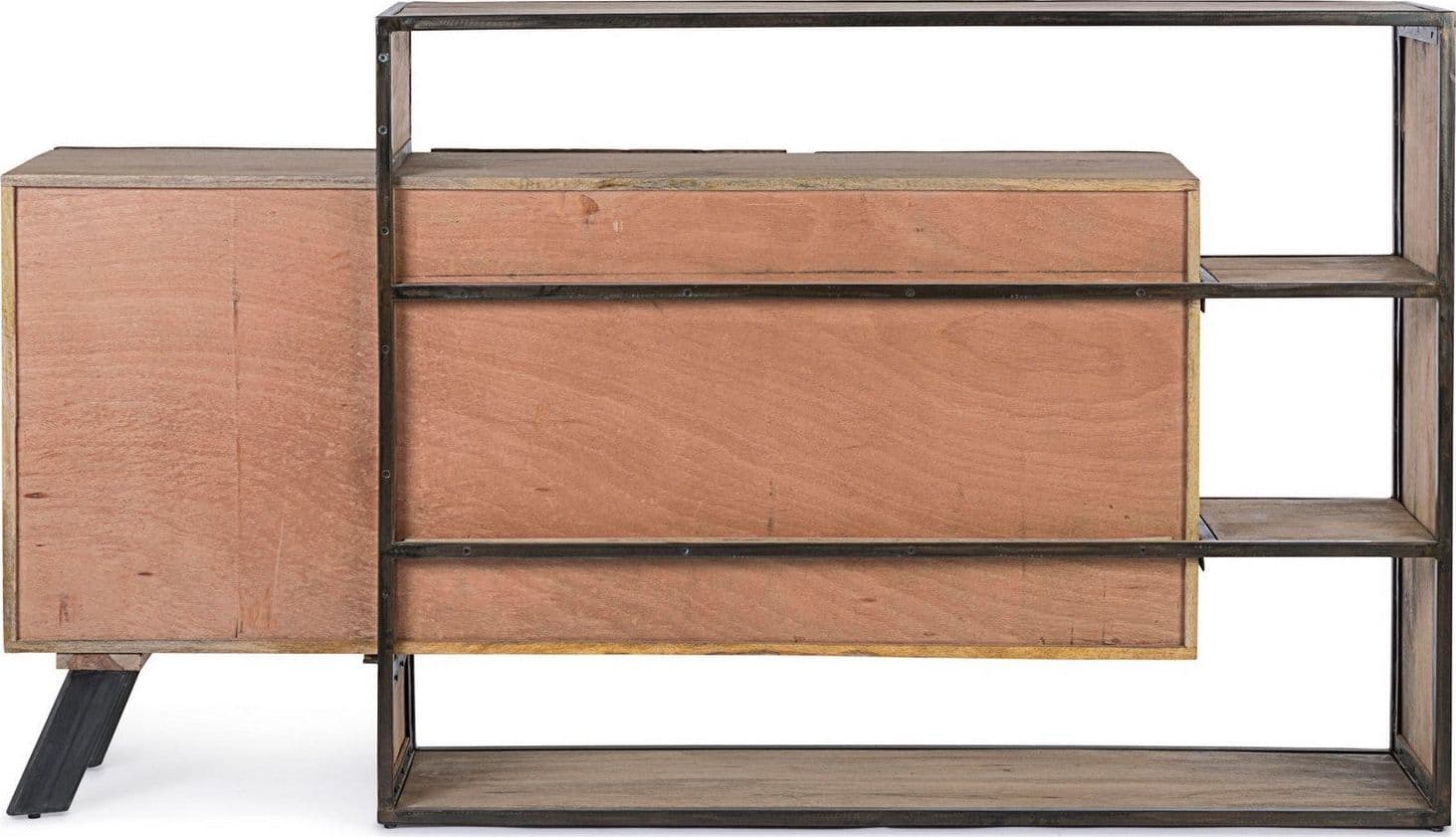 Credenza "Manchester" con struttura in legno di mango e acciaio, cassetti in legno riciclato, stile moderno in Credenze Decor Space - Altamura, commercioVirtuoso.it