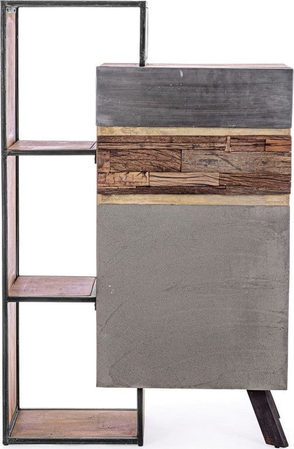 Credenza "Manchester" con struttura in legno di mango e acciaio, cassetti in legno riciclato, stile moderno - 42