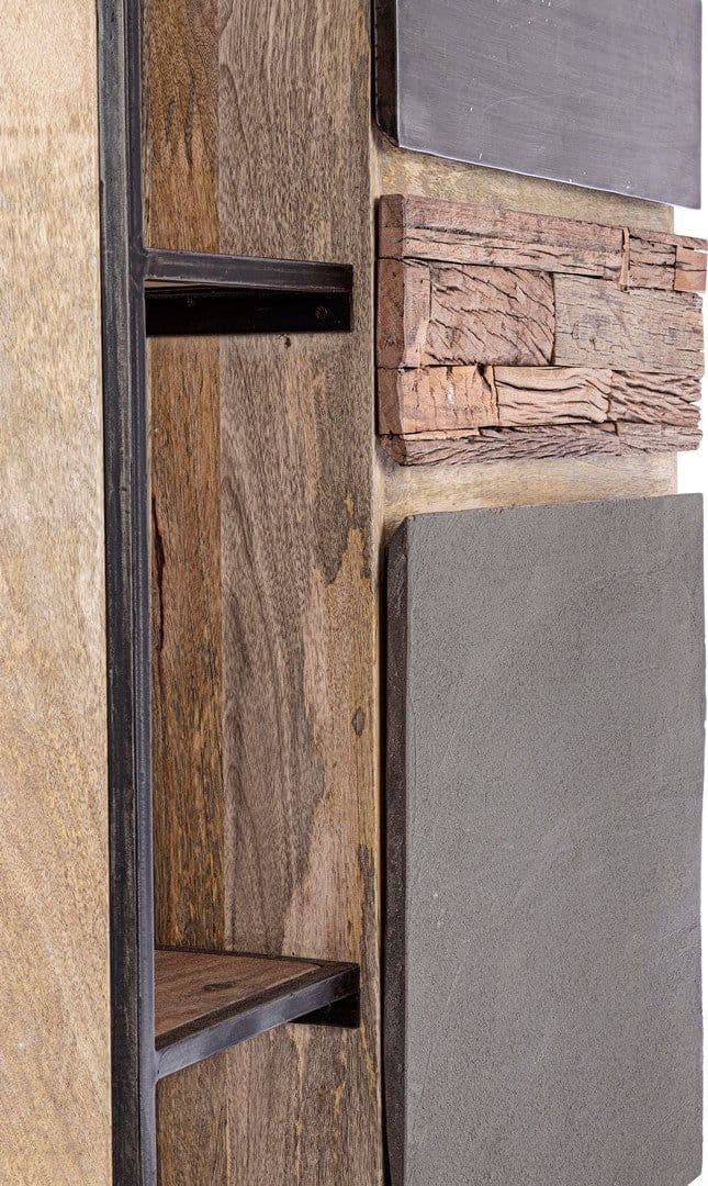 Credenza "Manchester" con struttura in legno di mango e acciaio, cassetti in legno riciclato, stile moderno - 44