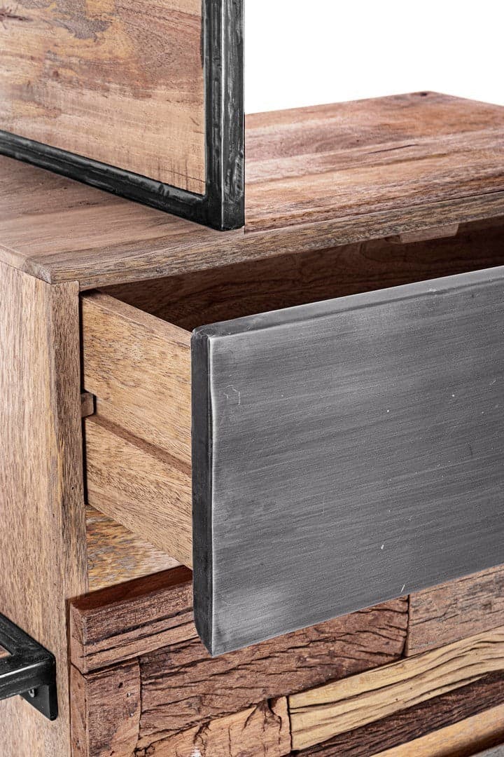 Credenza "Manchester" con struttura in legno di mango e acciaio, cassetti in legno riciclato, stile moderno - 46