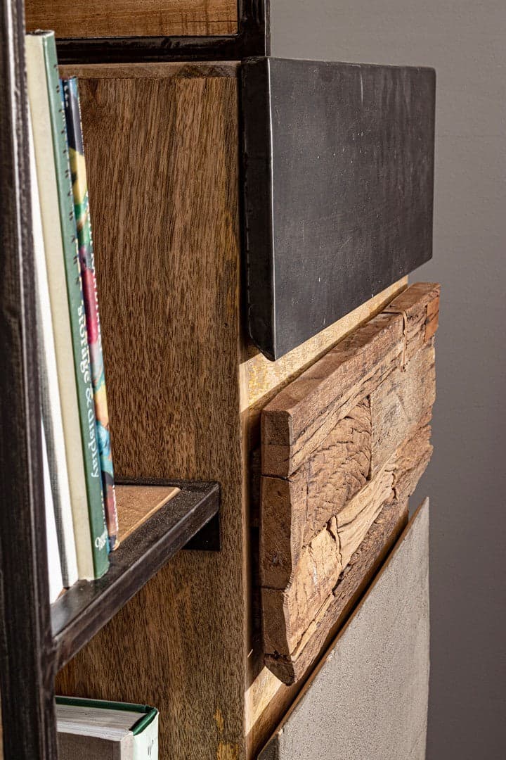 Credenza "Manchester" con struttura in legno di mango e acciaio, cassetti in legno riciclato, stile moderno - 48