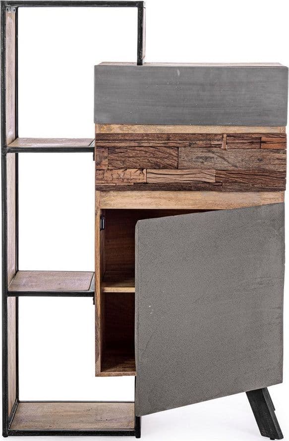 Credenza "Manchester" con struttura in legno di mango e acciaio, cassetti in legno riciclato, stile moderno - 49