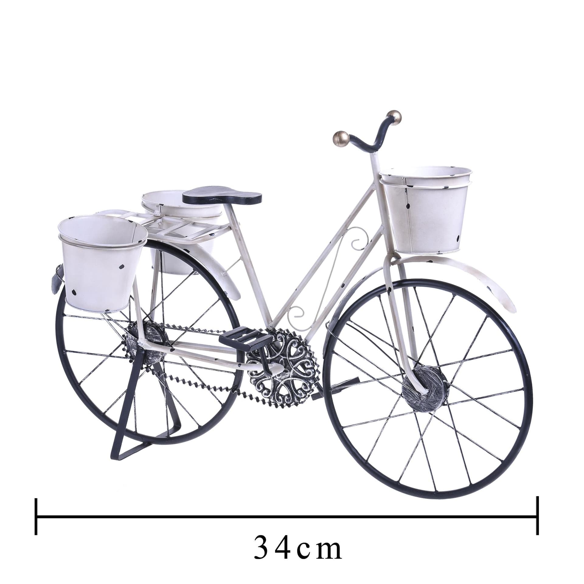Bicicletta con vasi per fiori e piante decorazione da giardino ed esterno bianco antico da 80 cm in Statue Decor Space - Altamura, commercioVirtuoso.it