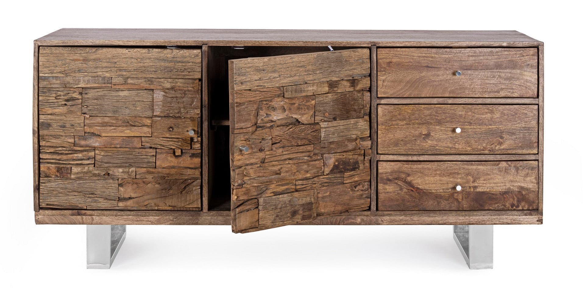 Credenza "Stanton", 2 ante e 3 cassetti, struttura in legno di mango, 160 cm in Credenze Decor Space - Altamura, commercioVirtuoso.it