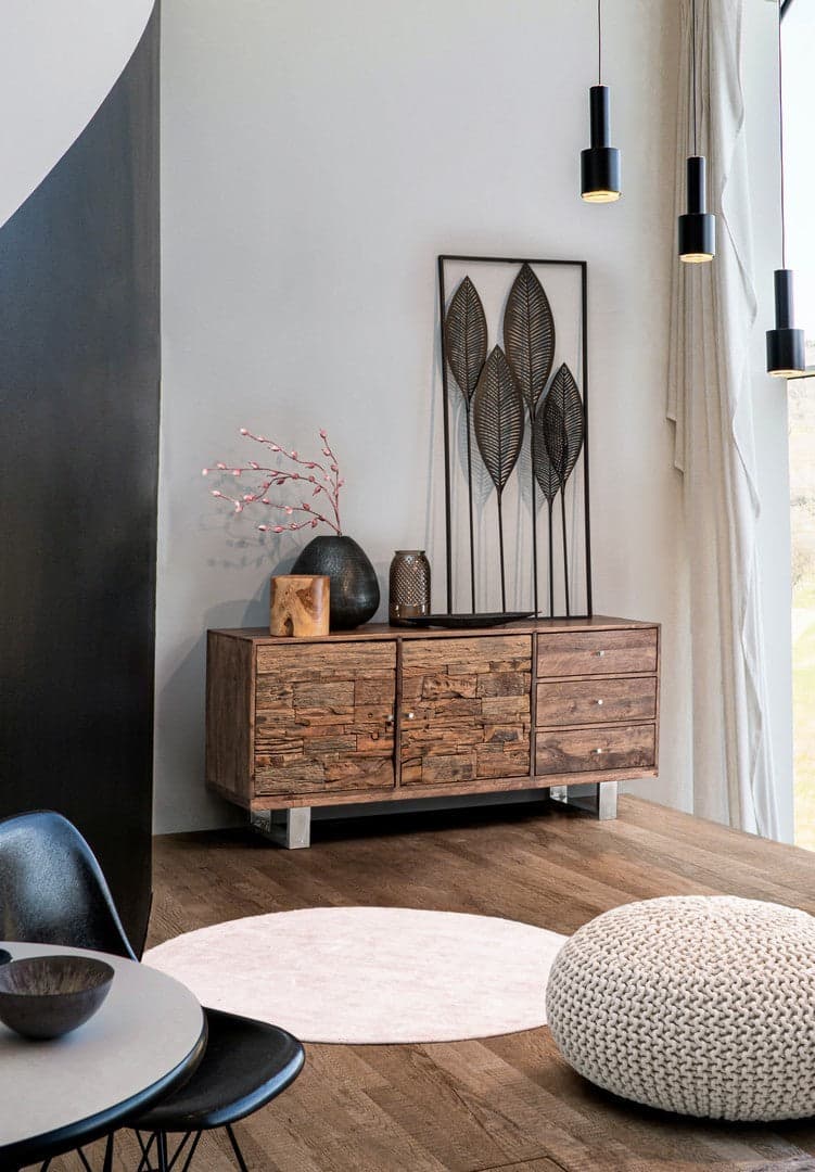 Credenza "Stanton", 2 ante e 3 cassetti, struttura in legno di mango, 160 cm in Credenze Decor Space - Altamura, commercioVirtuoso.it