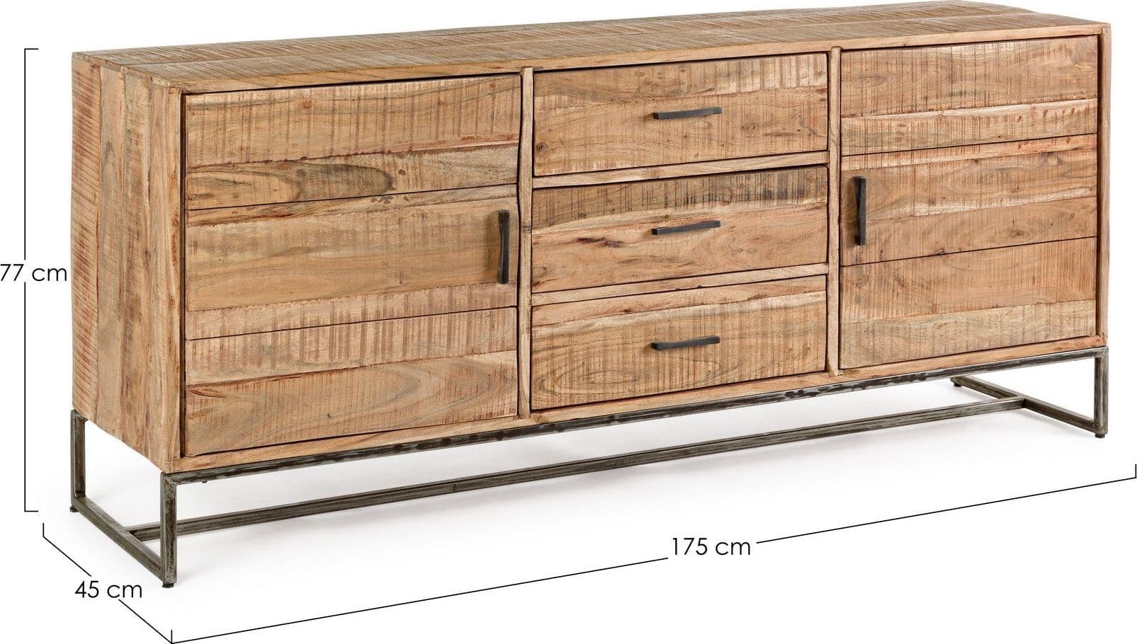 Credenza "Elmer" con struttura in legno di acacia, schienale in compensato, stile moderno in Credenze Decor Space - Altamura, commercioVirtuoso.it