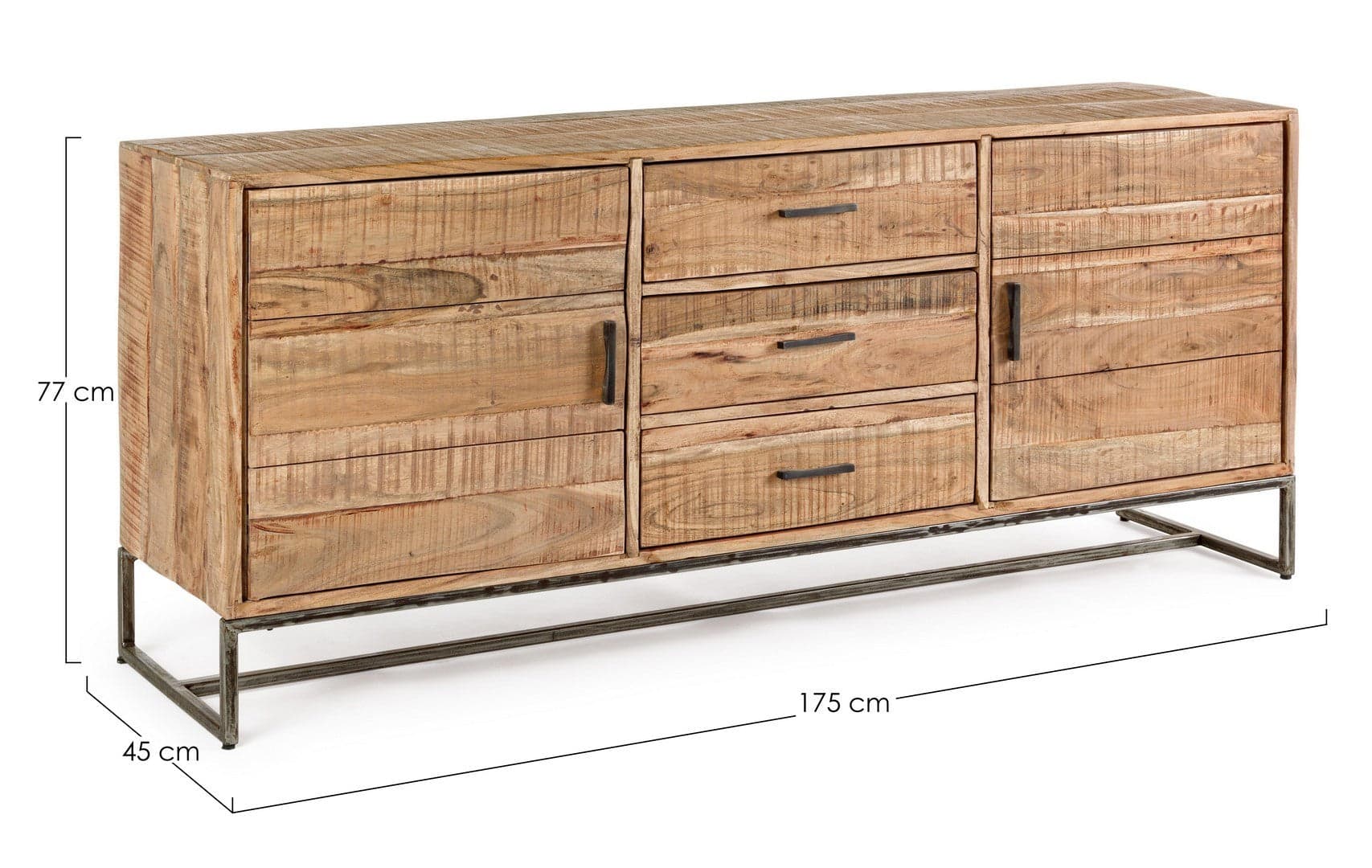 Credenza "Elmer" con struttura in legno di acacia, schienale in compensato, stile moderno in Credenze Decor Space - Altamura, commercioVirtuoso.it