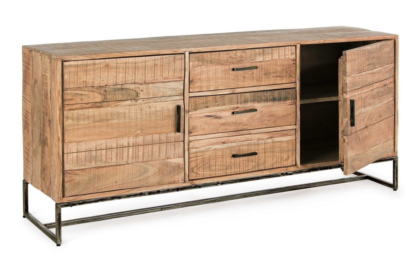 Credenza "Elmer" con struttura in legno di acacia, schienale in compensato, stile moderno in Credenze Decor Space - Altamura, commercioVirtuoso.it