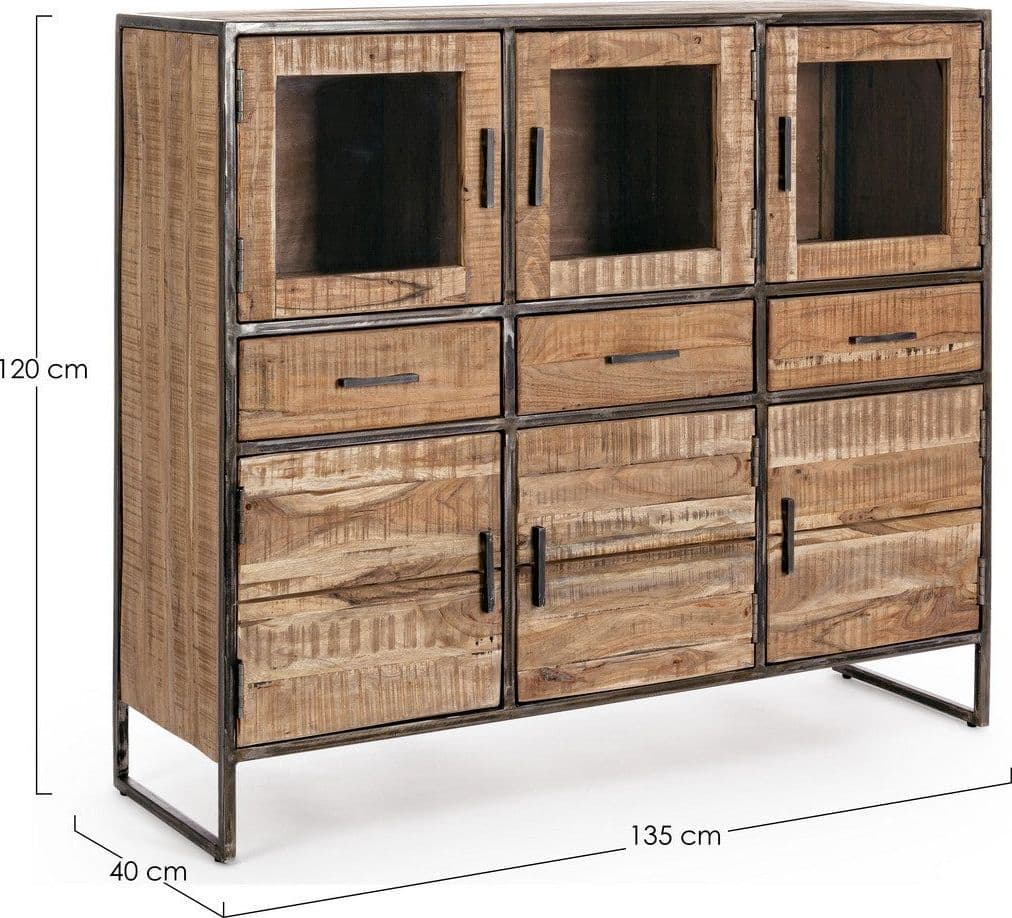 Credenza "Elmer" con struttura in legno di acacia, schienale in compensato, stile moderno in Credenze Decor Space - Altamura, commercioVirtuoso.it