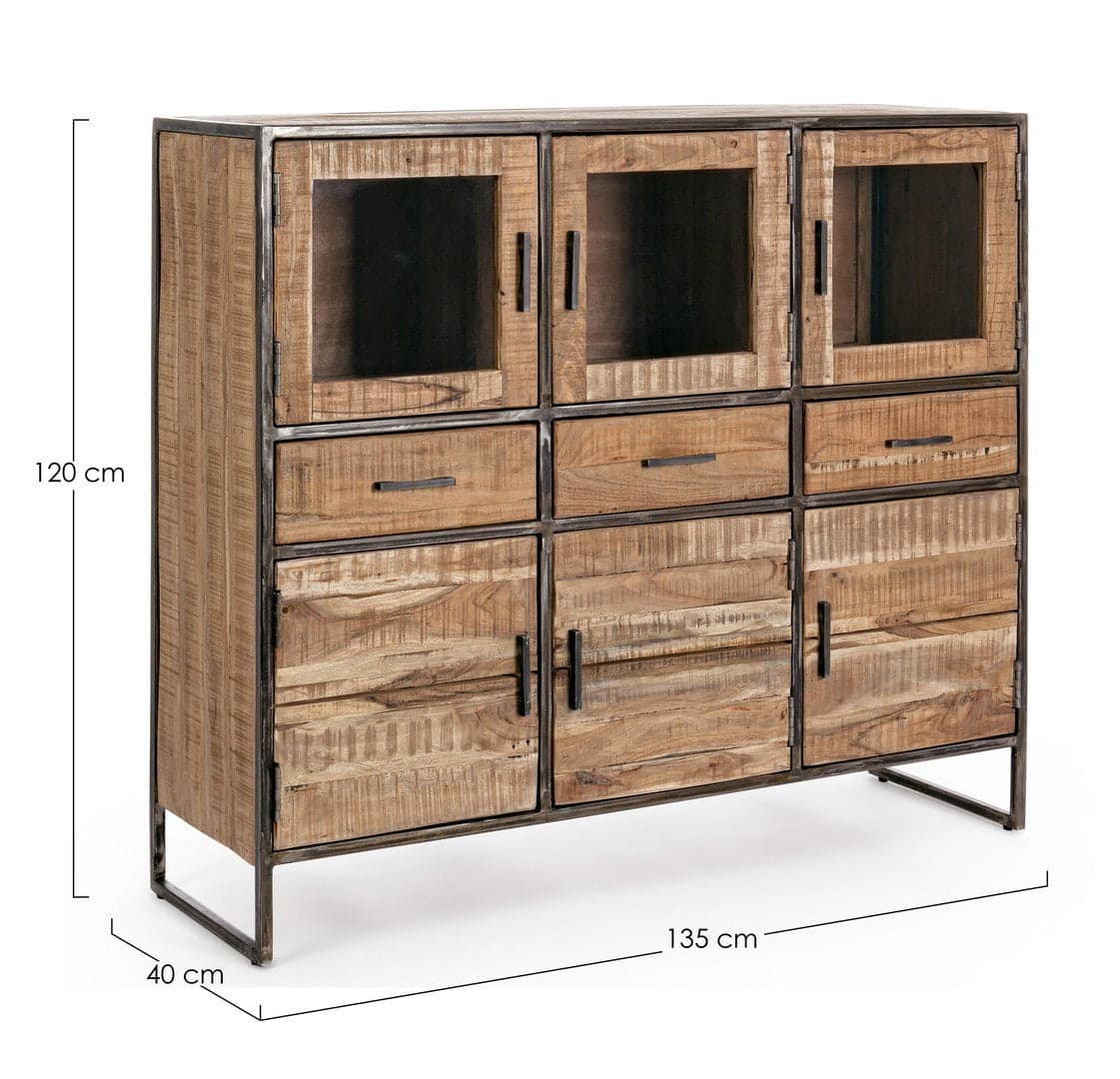 Credenza "Elmer" con struttura in legno di acacia, schienale in compensato, stile moderno in Credenze Decor Space - Altamura, commercioVirtuoso.it