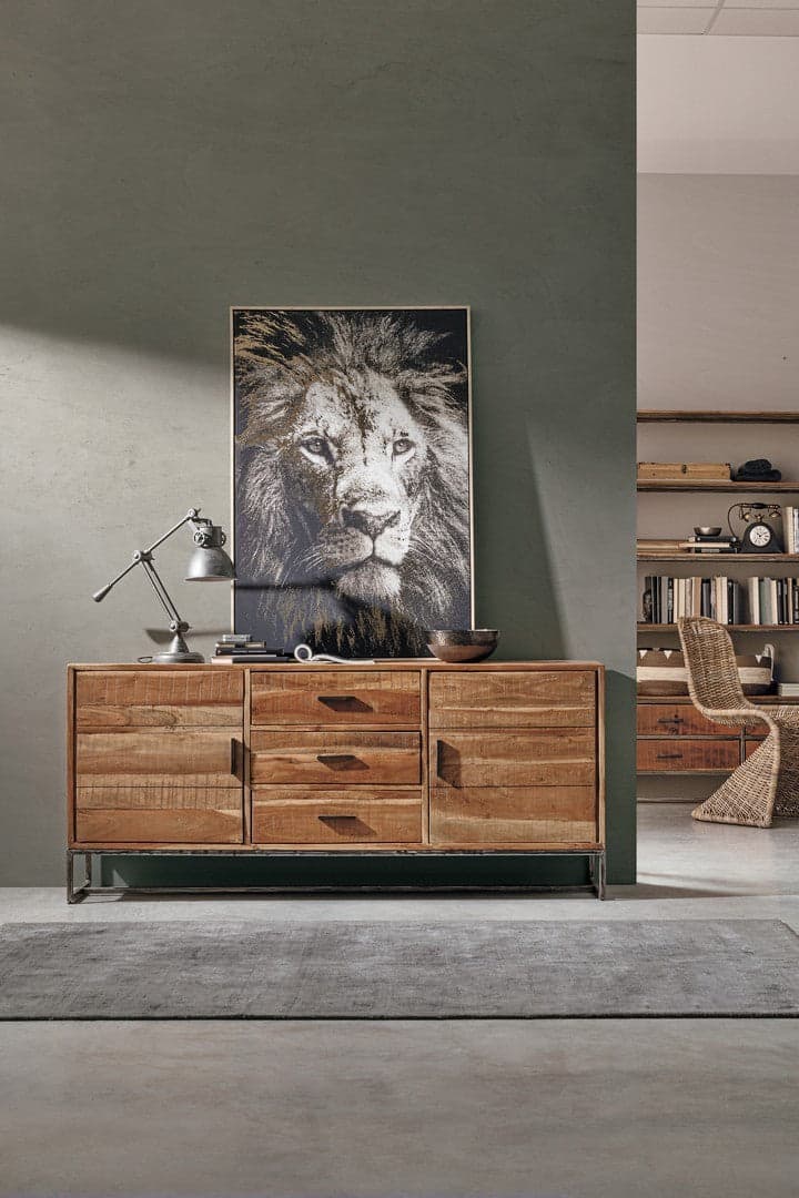 Credenza "Elmer" con struttura in legno di acacia, schienale in compensato, stile moderno - 21
