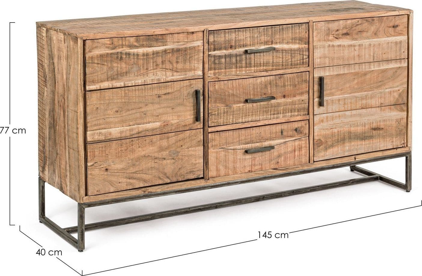 Credenza "Elmer" con struttura in legno di acacia, schienale in compensato, stile moderno - 26