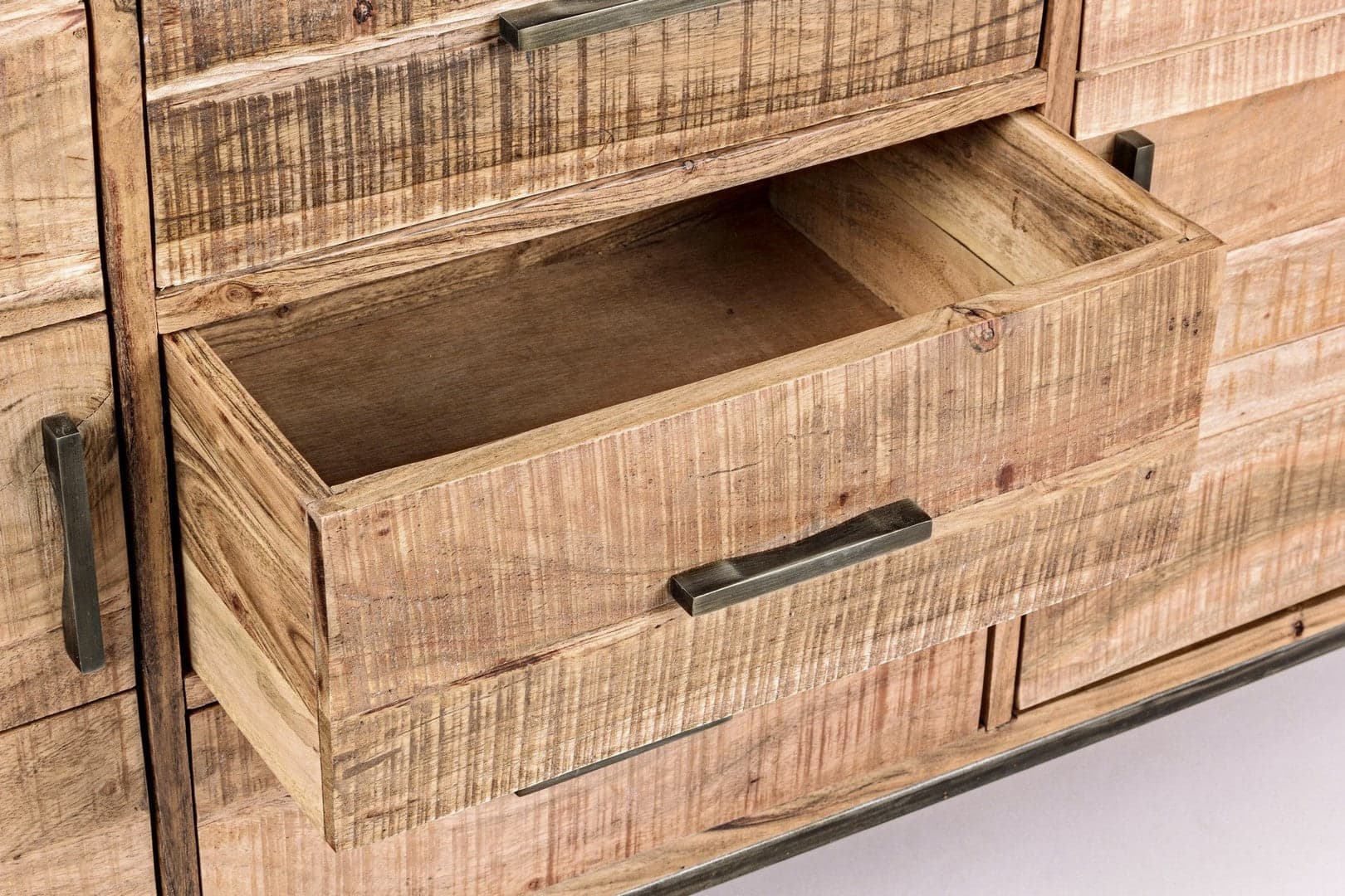 Credenza "Elmer" con struttura in legno di acacia, schienale in compensato, stile moderno - 29