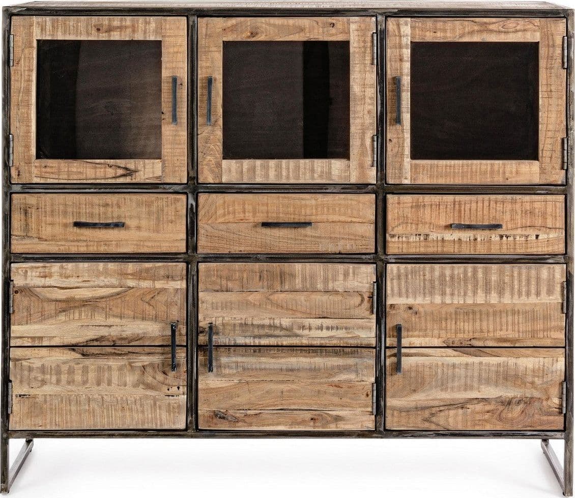 Credenza "Elmer" con struttura in legno di acacia, schienale in compensato, stile moderno in Credenze Decor Space - Altamura, commercioVirtuoso.it