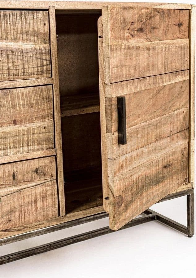 Credenza "Elmer" con struttura in legno di acacia, schienale in compensato, stile moderno - 32