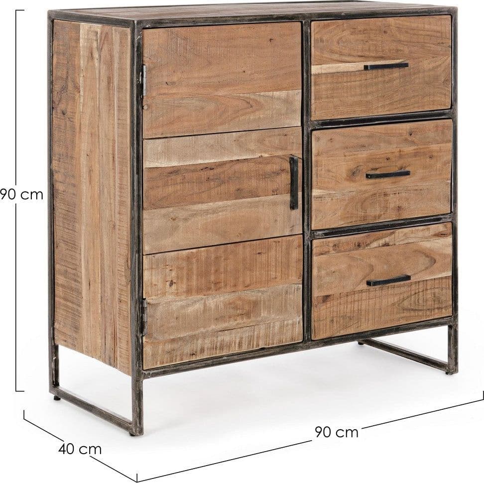 Credenza "Elmer" con struttura in legno di acacia, schienale in compensato, stile moderno - 35