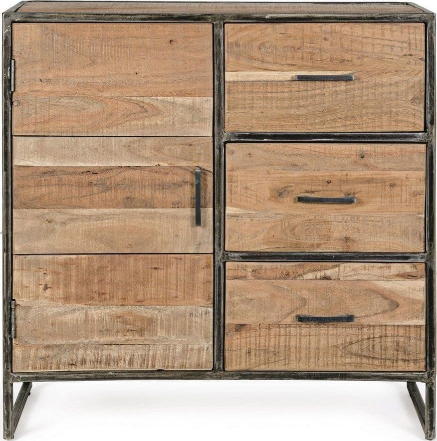 Credenza "Elmer" con struttura in legno di acacia, schienale in compensato, stile moderno - 36
