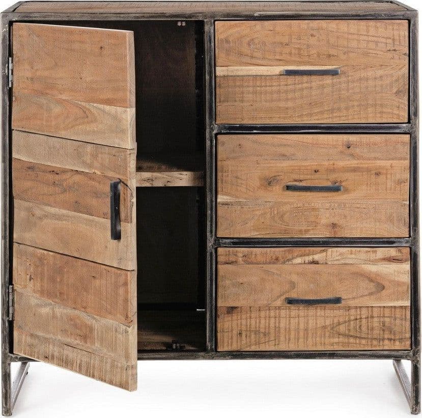 Credenza "Elmer" con struttura in legno di acacia, schienale in compensato, stile moderno - 38