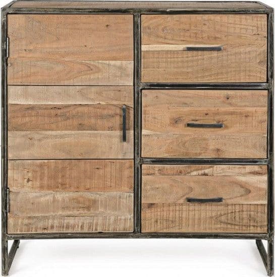 Credenza "Elmer" con struttura in legno di acacia, schienale in compensato, stile moderno - 40