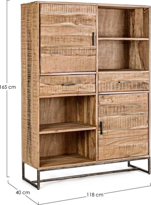 Credenza "Elmer" con struttura in legno di acacia, schienale in compensato, stile moderno - 42