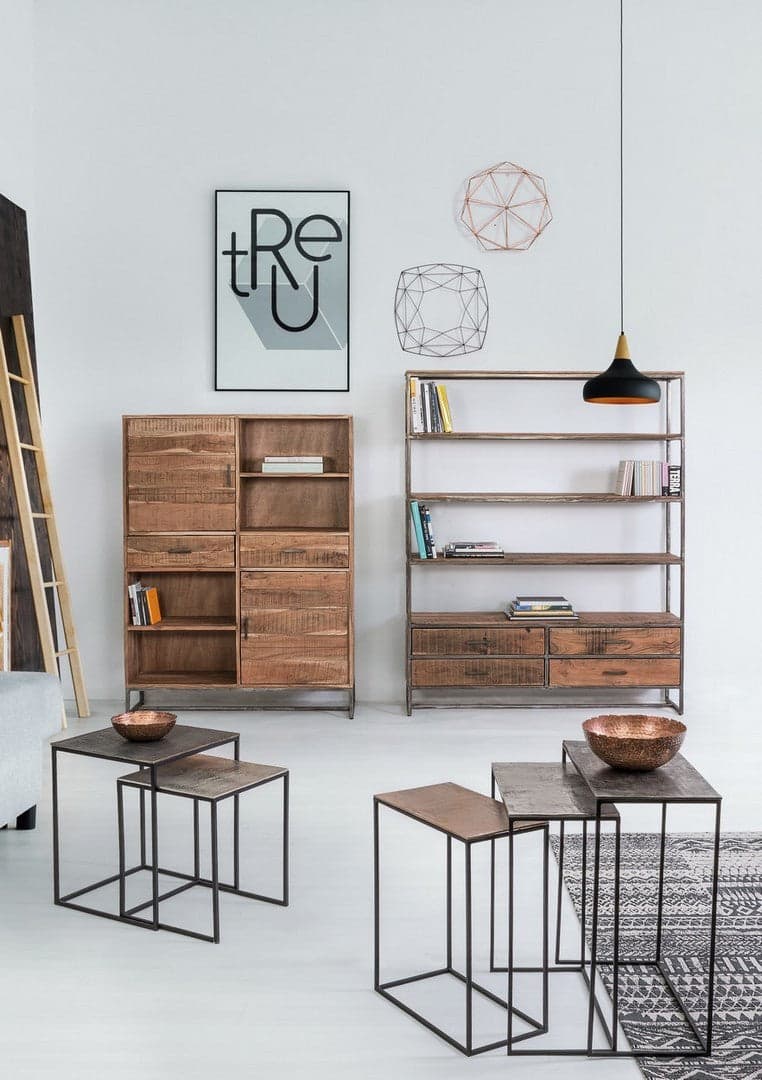 Credenza "Elmer" con struttura in legno di acacia, schienale in compensato, stile moderno - 48