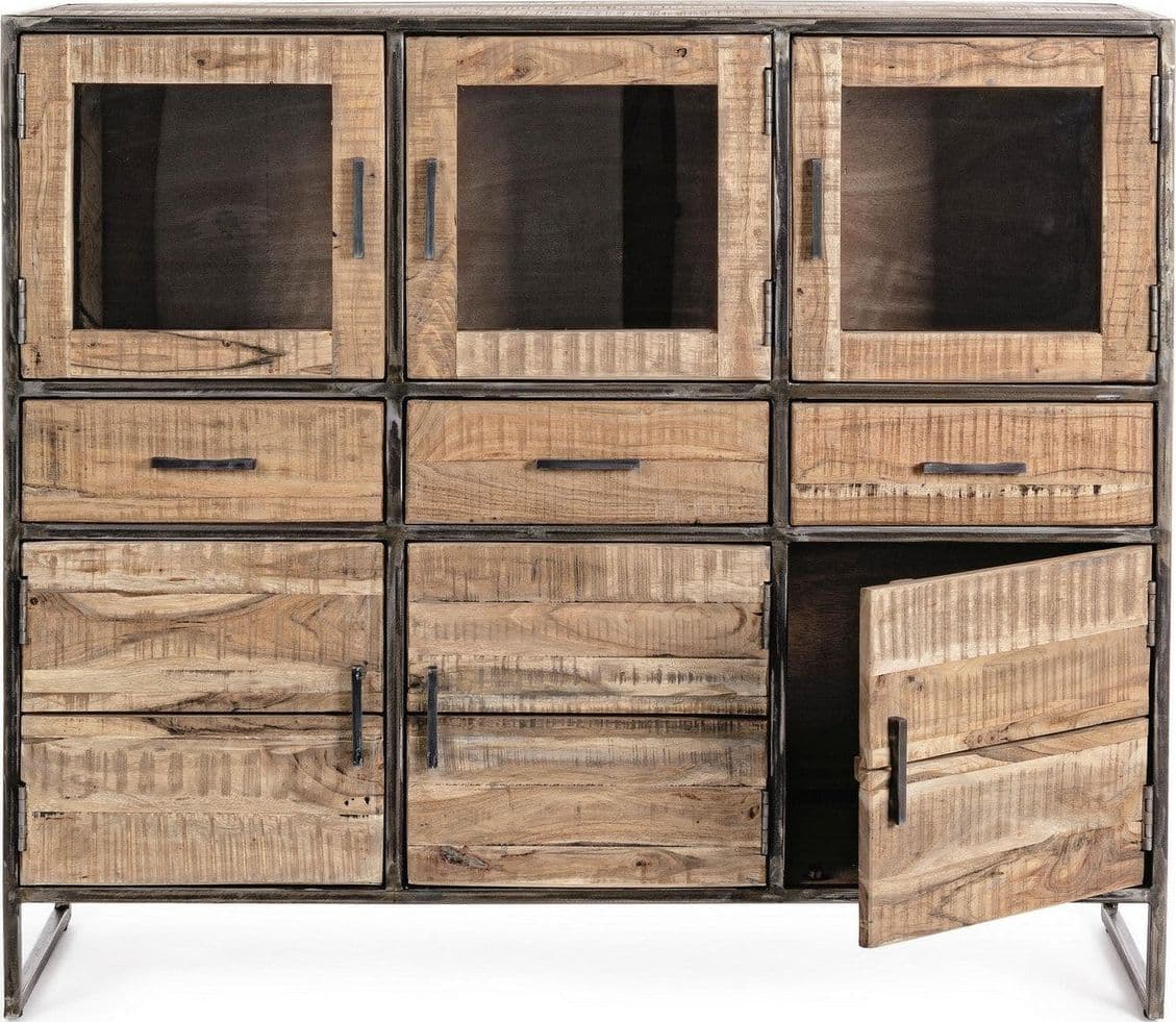 Credenza "Elmer" con struttura in legno di acacia, schienale in compensato, stile moderno in Credenze Decor Space - Altamura, commercioVirtuoso.it