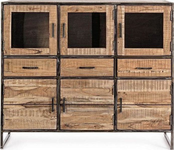 Credenza "Elmer" con struttura in legno di acacia, schienale in compensato, stile moderno in Credenze Decor Space - Altamura, commercioVirtuoso.it