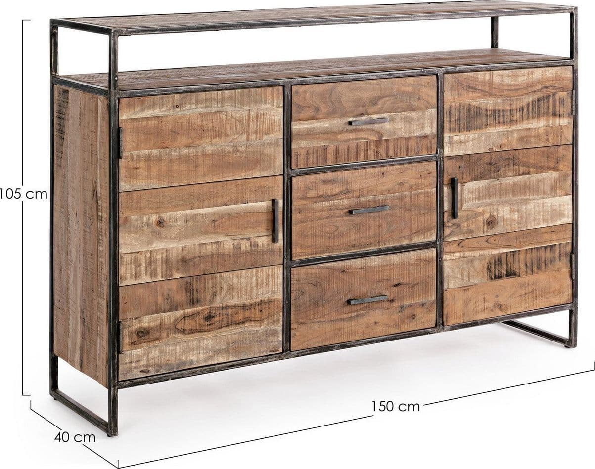 Credenza "Elmer" con struttura in legno di acacia, schienale in compensato, stile moderno in Credenze Decor Space - Altamura, commercioVirtuoso.it