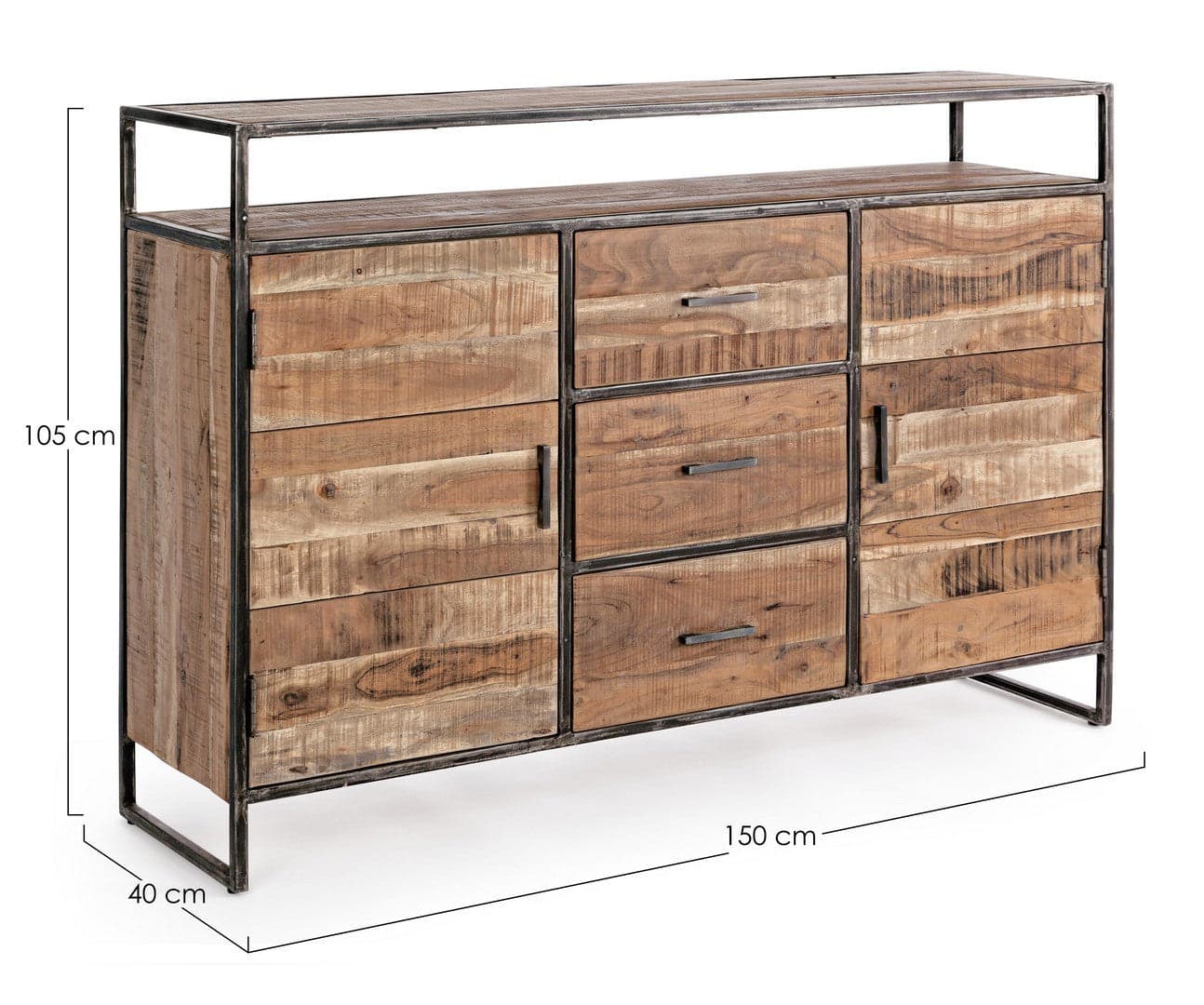 Credenza "Elmer" con struttura in legno di acacia, schienale in compensato, stile moderno in Credenze Decor Space - Altamura, commercioVirtuoso.it