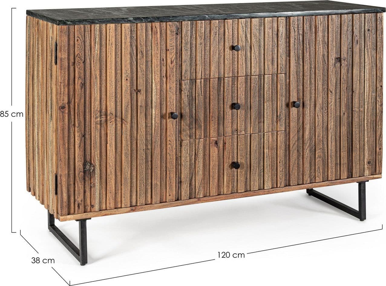 Credenza "Norfolk" con struttura in legno di acacia, mobile in stile vintage in Credenze Decor Space - Altamura, commercioVirtuoso.it