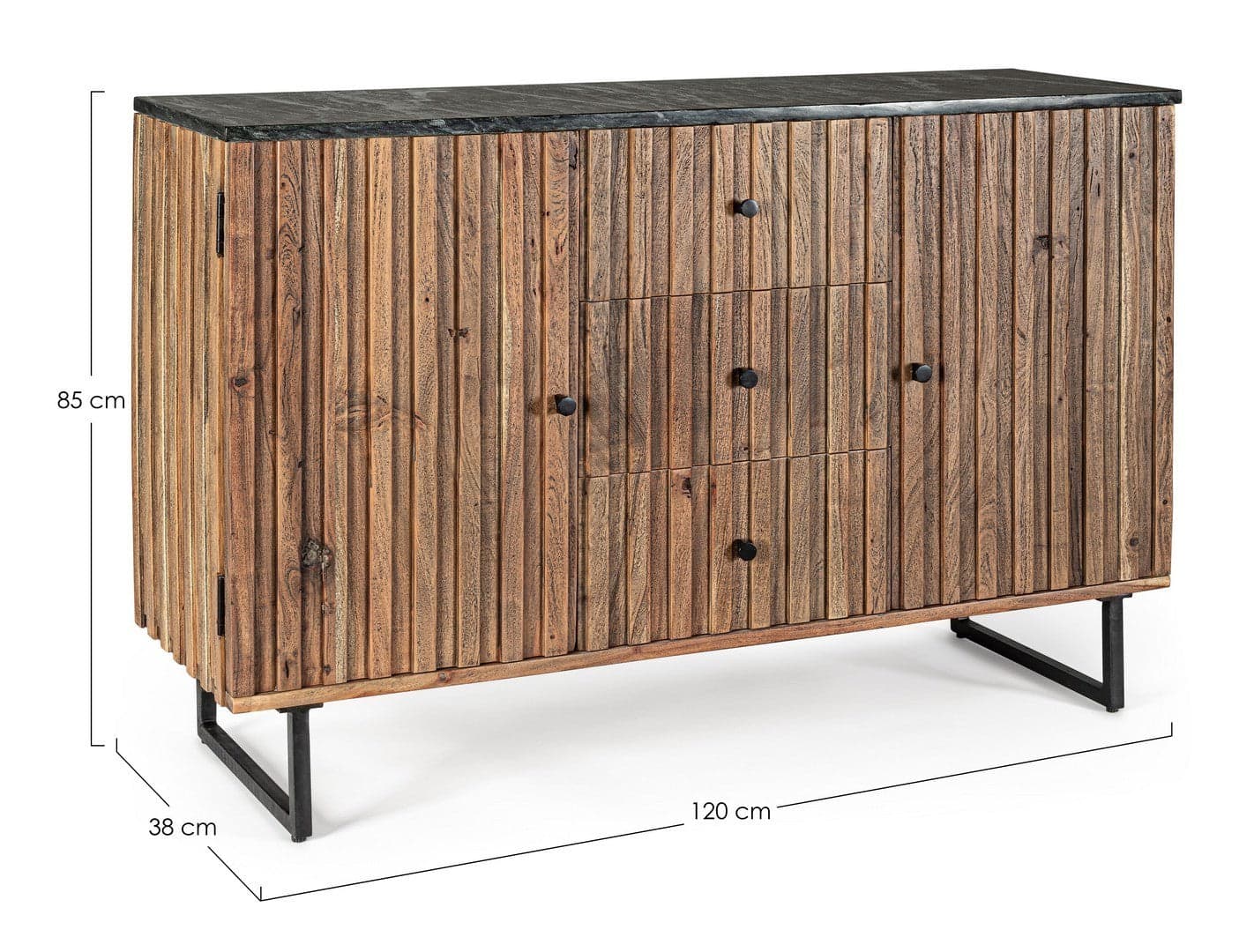 Credenza "Norfolk" con struttura in legno di acacia, mobile in stile vintage in Credenze Decor Space - Altamura, commercioVirtuoso.it