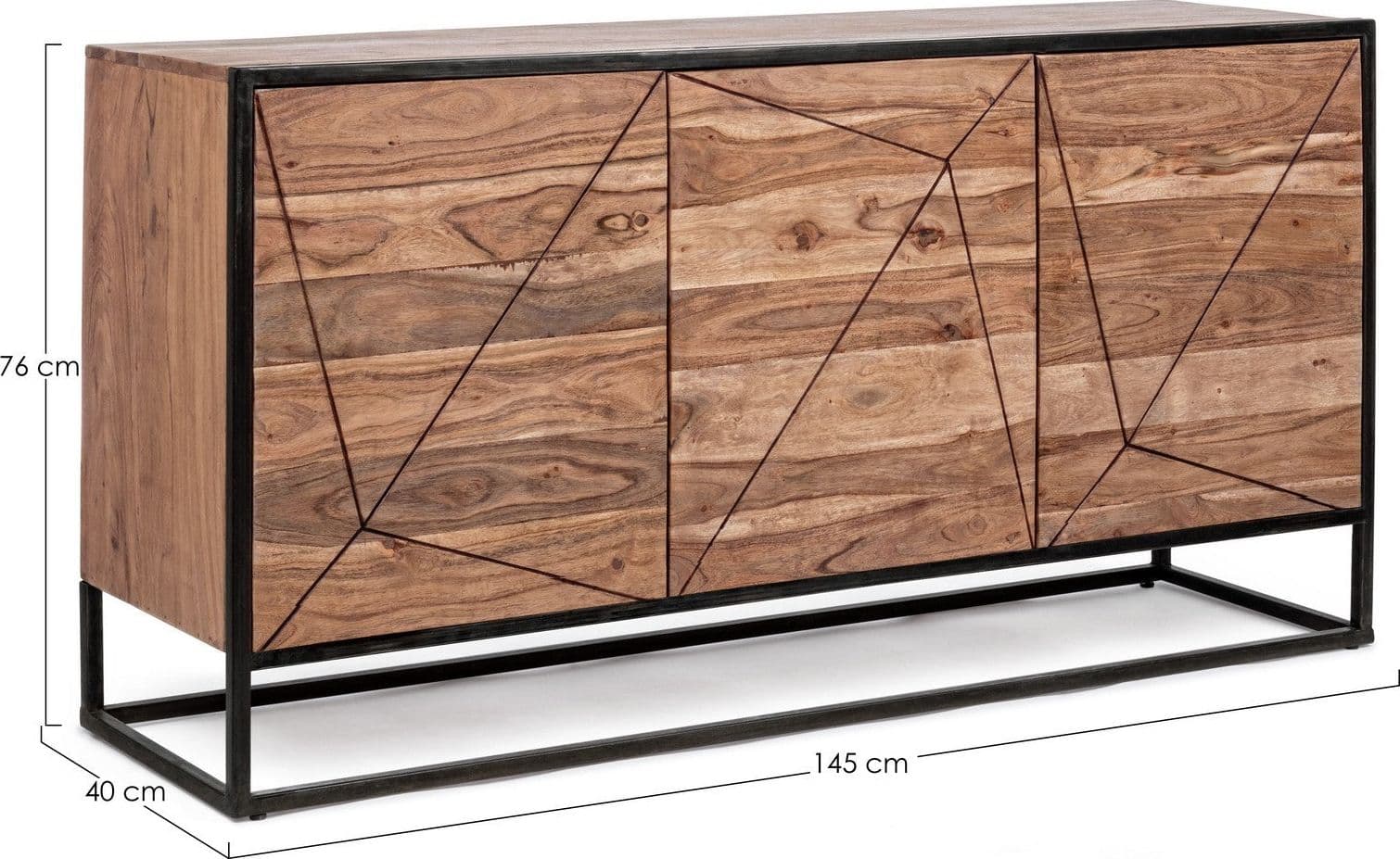 Credenza "Egon" con struttura in legno di acacia e acciaio, schienale in compensato, stile moderno in Credenze Decor Space - Altamura, commercioVirtuoso.it