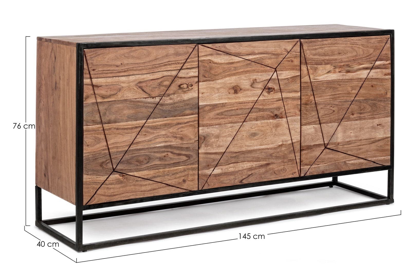 Credenza "Egon" con struttura in legno di acacia e acciaio, schienale in compensato, stile moderno in Credenze Decor Space - Altamura, commercioVirtuoso.it