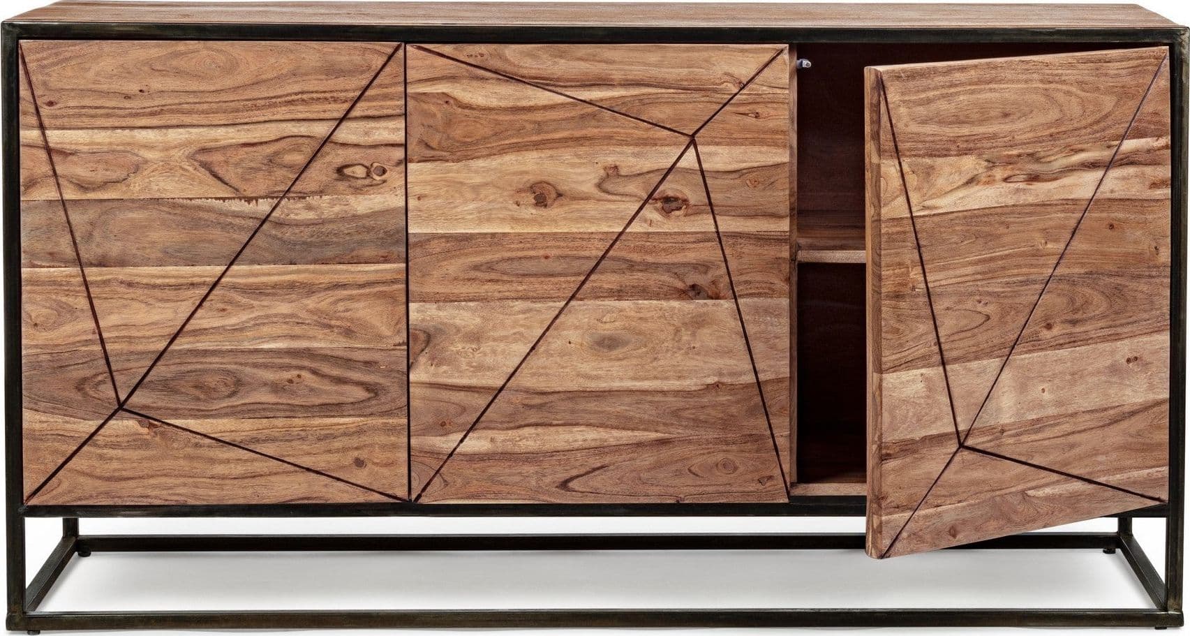 Credenza "Egon" con struttura in legno di acacia e acciaio, schienale in compensato, stile moderno in Credenze Decor Space - Altamura, commercioVirtuoso.it