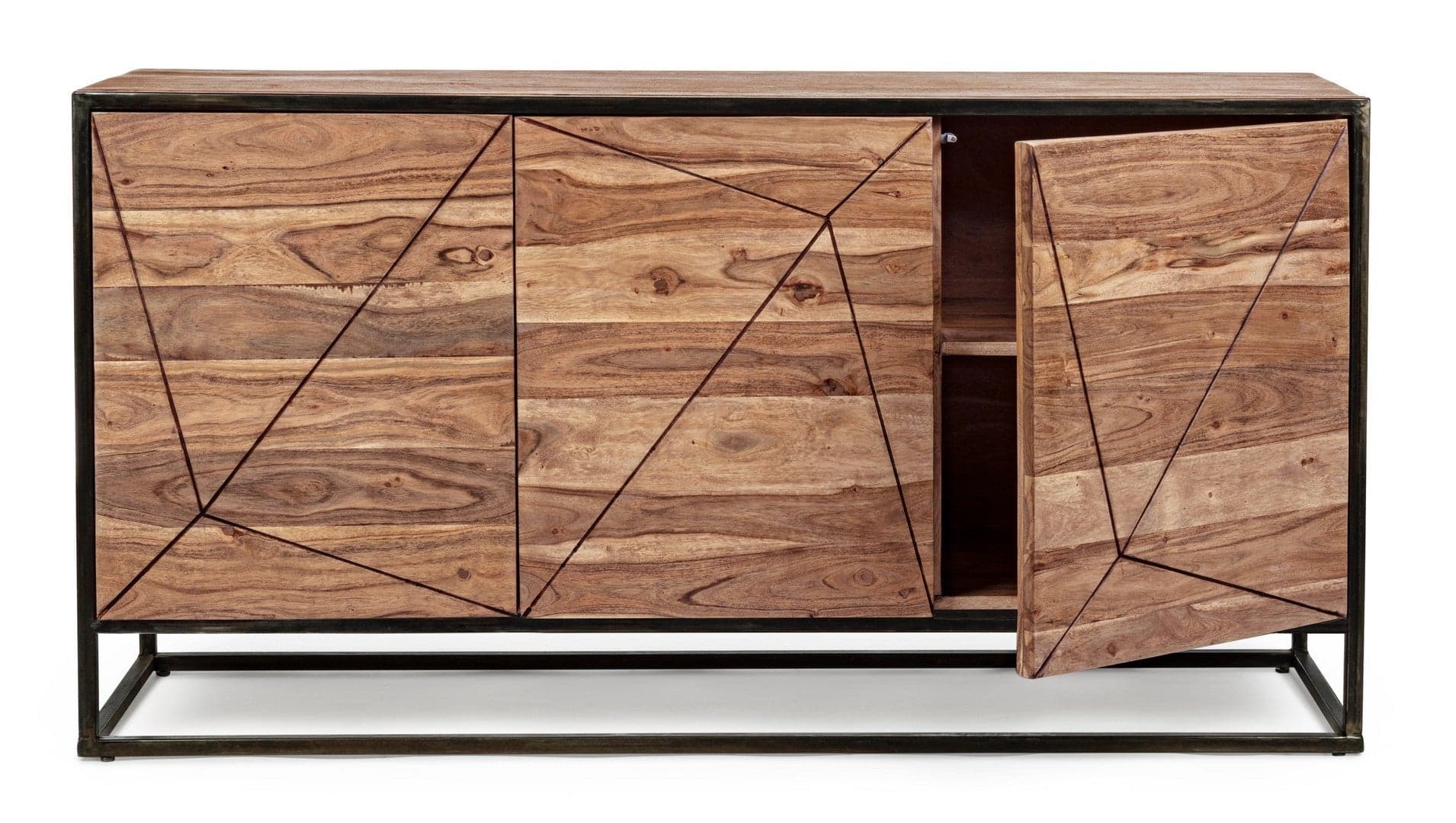 Credenza "Egon" con struttura in legno di acacia e acciaio, schienale in compensato, stile moderno in Credenze Decor Space - Altamura, commercioVirtuoso.it